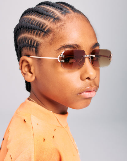 Kinslei Kids Frameless Diamond Cut Sunglasses Champagne